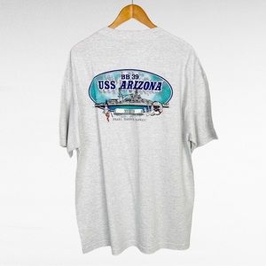 VINTAGE | BB 39 USS Arizona Pearl Harbor Hawaii Short Sleeve Heather Grey Tee